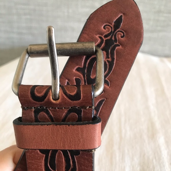 Leather Belt Brown Design Size 34 By B Line - Picture 5 of 5